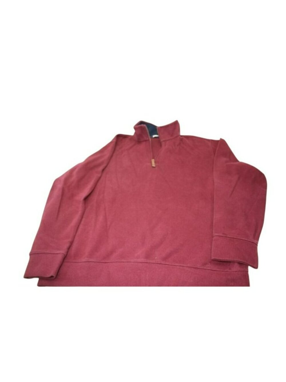 Lands End Mens 1/4 Zip Pullover Sweatshirt Burgundy L Cotton Casual Long Sleeve - Picture 7 of 7
